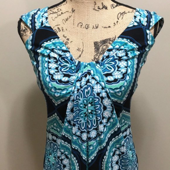 {London Times} Paisley Gathered Front Dress - Picture 3 of 6